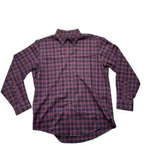 Jos. A. Bank Tailored Fit Tartan Plaid Shirt Long Sleeve Button Down Men's Large